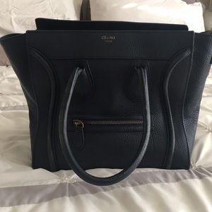 CELINE Navy Calfskin Medium Phantom Handbag